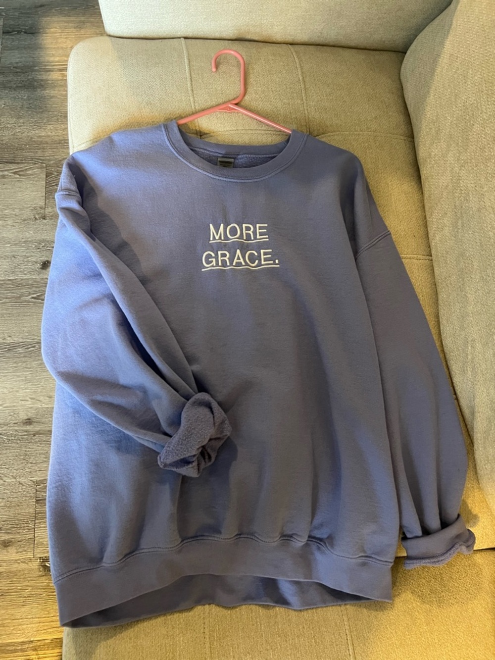 Gildan Lavender Crewneck Sweatshirt with 'MORE GRACE.' Print